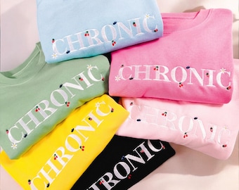 Sudadera de cuello redondo bordada con Chronic