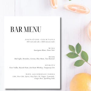 Wedding Bar Menu TEMPLATE