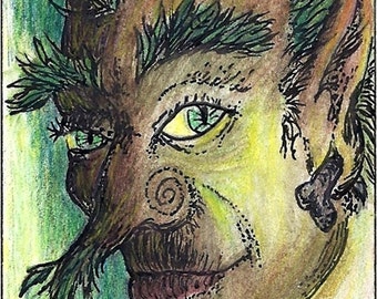 Bramble Green Man 1 ACEO