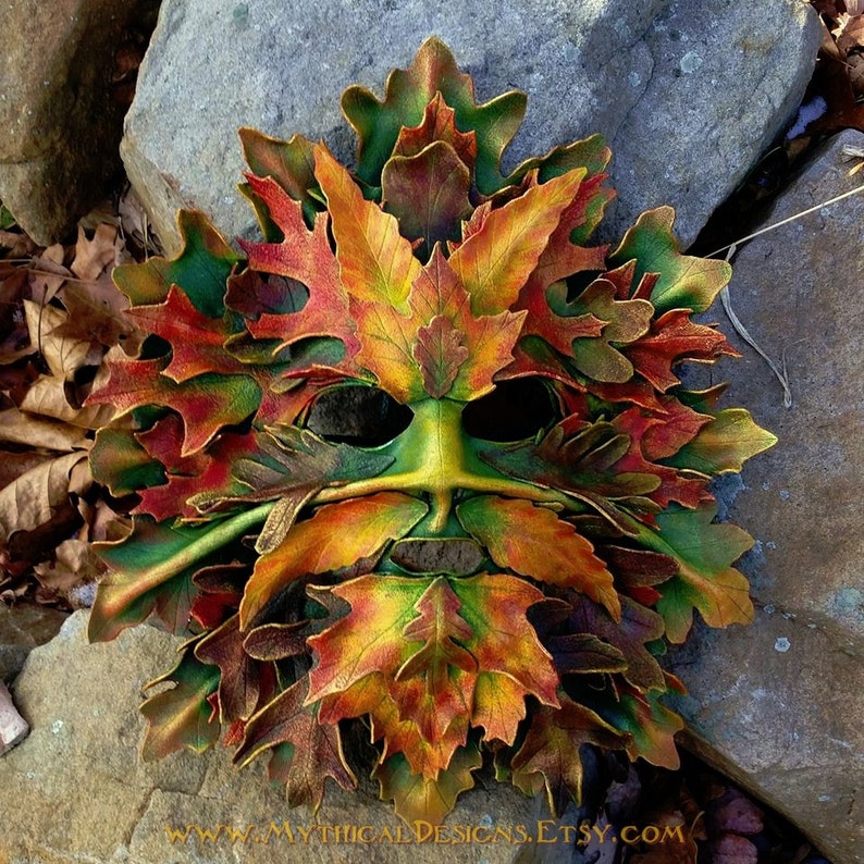 Classical Green Man Mask in Leather Etsy