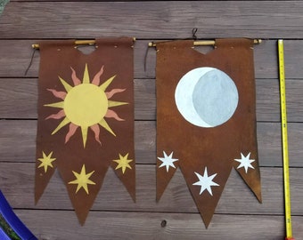 Sun & Moon Equinox Painted Leather Banners