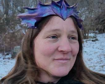 Leather Pixi Crown in Purple