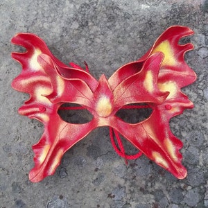 Leather Fairy Mask in Red image 1