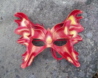 Leather Fairy Mask in Red