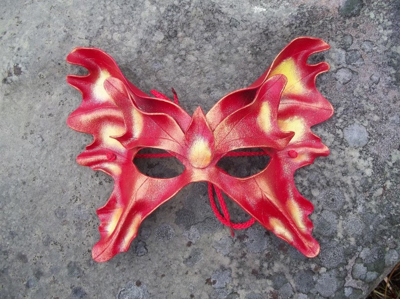 Leather Fairy Mask in Red image 1