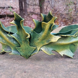 Green Leather Leaf Crown