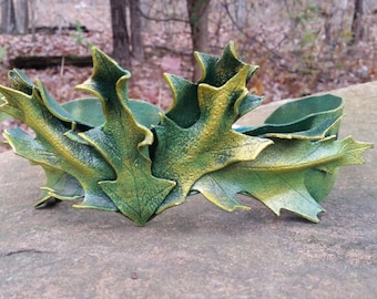 Green Leather Leaf Crown