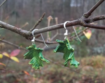 Groene leren esdoornbladoorbellen