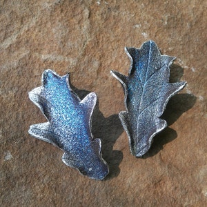 Leather Oak Leaf Hair Barrettes in Winter