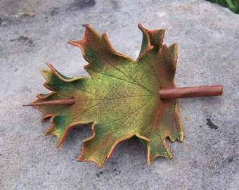 Autumn Oak Leaf Leather  Hair Cup