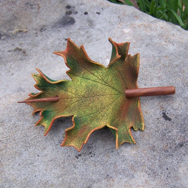 Autumn Oak Leaf Leather  Hair Cup