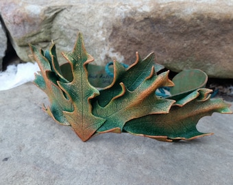 Autumn Leather Leaf Crown