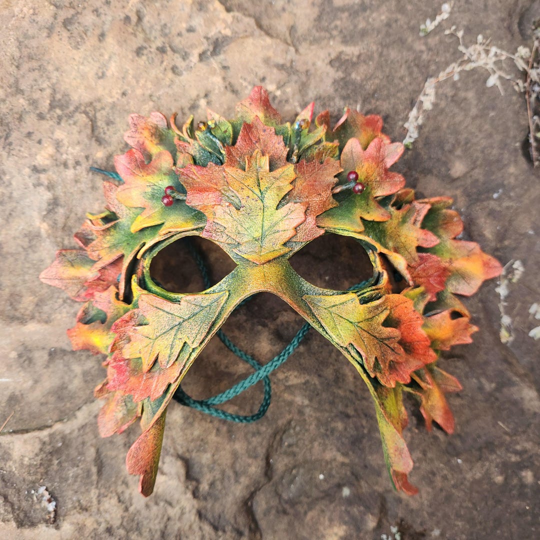 Autumn's Splendor Green Man Leather Mask - Etsy