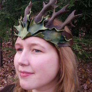 Leather Twig Crown in Green image 2