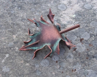 Brown Oak Leaf Leather Hair Cup