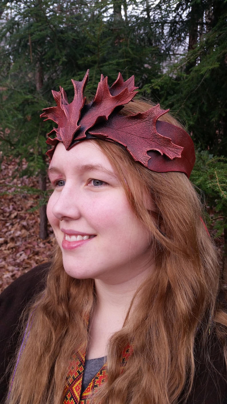 Red Leather Leaf Crown