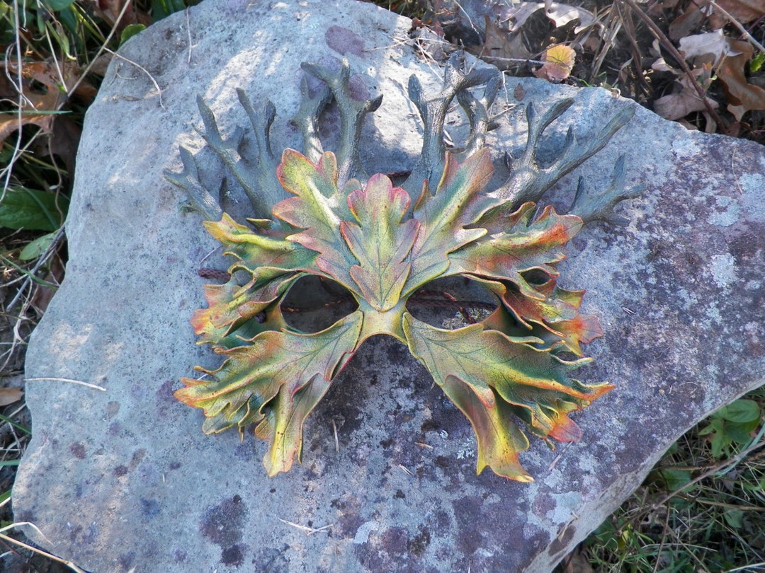 Autumn Wood King Leather Green Man Mask - Etsy UK