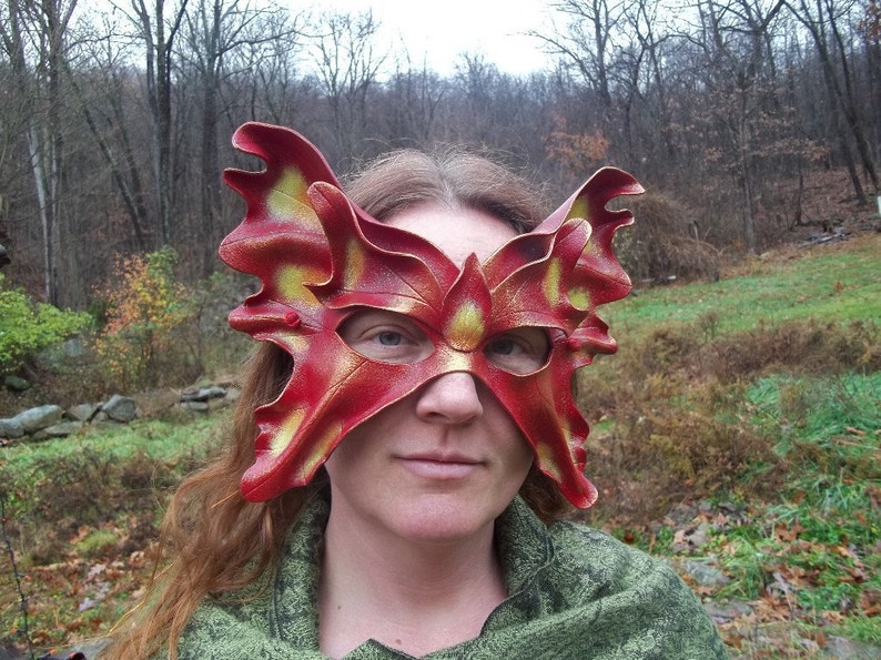 Leather Fairy Mask in Red image 3