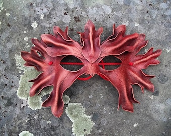 Scarlet Autumn Green Man Leather Mask