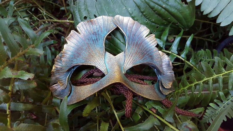 Leather Gingko Leaf Mask image 1