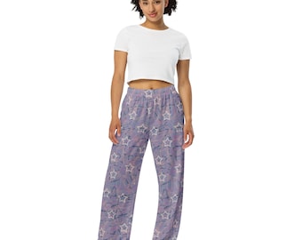 Pantalón ancho unisex estrellas violeta all over print
