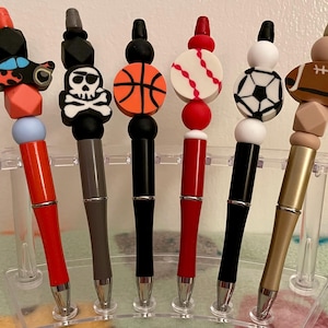 Sports-Themed Beaded Pens | Handmade | Unique Gift for Sports Fans | Fun Desk Accessory