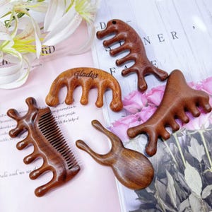 Personalized handmade massage wooden comb, solid wood scraping tool, facial massage comb, multifunctional massage comb, bridesmaid gift