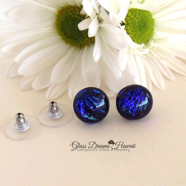 Davie Stud Earrings in Dichroic Glass main image 0