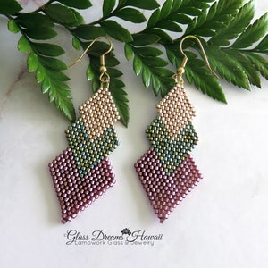 Beaded Geometric Shape Dangle Earrings Hand Beaded Drop Earrings All Occasion Jewelry Statement Earrings Fashion Jewelry image 7