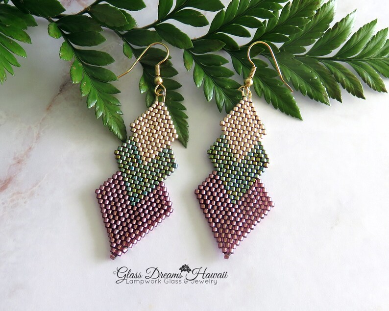 Beaded Geometric Shape Dangle Earrings Hand Beaded Drop Earrings All Occasion Jewelry Statement Earrings Fashion Jewelry image 7