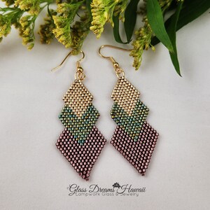 Beaded Geometric Shape Dangle Earrings Hand Beaded Drop Earrings All Occasion Jewelry Statement Earrings Fashion Jewelry image 4