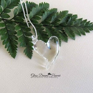 Crystal Clear Glass Heart Necklace, Boro Glass Heart, Handmade Lampwork Glass, Valentine Heart Necklace, For Someone Special image 5