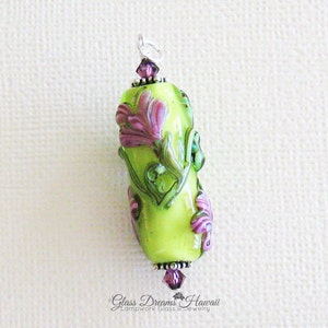 Lampwork Glass Bead Pendant Spring Pastel Floral Pendant Handmade Lampwork Glass Pendant Artisan Glass Pendant Gift For Someone Special image 5