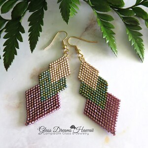 Beaded Geometric Shape Dangle Earrings Hand Beaded Drop Earrings All Occasion Jewelry Statement Earrings Fashion Jewelry image 8