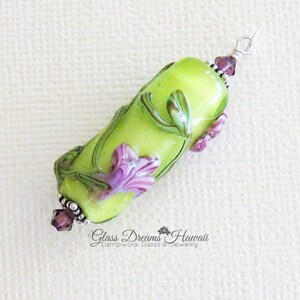 Lampwork Glass Bead Pendant Spring Pastel Floral Pendant Handmade Lampwork Glass Pendant Artisan Glass Pendant Gift For Someone Special image 2