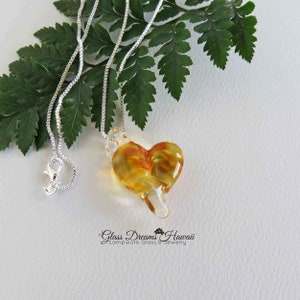 Art Glass Heart Necklace Boro Glass Lampwork Heart Pendant Handmade Lampwork Glass Heart Valentine Heart Necklace Romantic Heart Pendant image 2