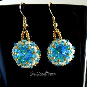 Beaded Crystal Dangle Earrings Swarovski Crystal Dangle Earrings Swarovski Glacier Blue Rivolis Beaded Bezel Crystal Earrings image 6