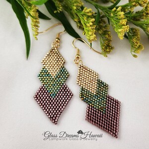 Beaded Geometric Shape Dangle Earrings Hand Beaded Drop Earrings All Occasion Jewelry Statement Earrings Fashion Jewelry image 5