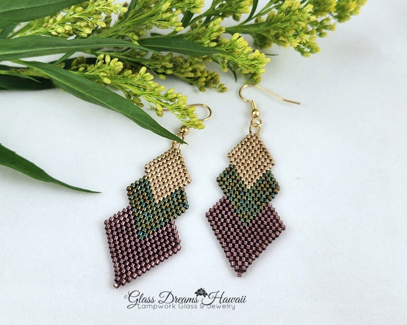 Beaded Geometric Shape Dangle Earrings Hand Beaded Drop Earrings All Occasion Jewelry Statement Earrings Fashion Jewelry image 6