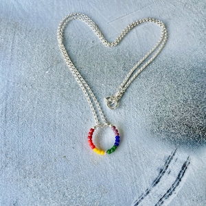 Love is Love Necklace, Pride Necklace, Rainbow Circle Necklace
