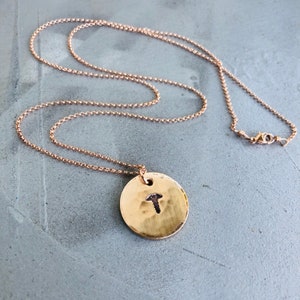Personalized Medical ID Necklace: Bronze Charm, Rose Gold Filled Chain