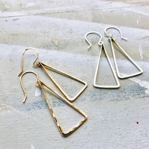 Triangle Earrings, Gold Triangle Earrings, Silver Triangle Earrings, Slim Triangle Drop Earrings, Geometric Earrings, Minimalist Earrings