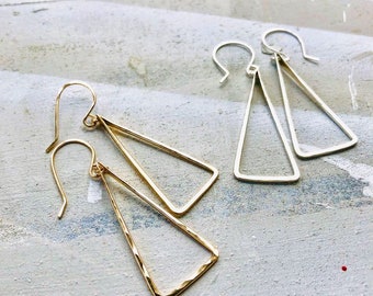 Triangle Earrings, Gold Triangle Earrings, Silver Triangle Earrings, Slim Triangle Drop Earrings, Geometric Earrings, Minimalist Earrings