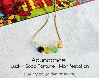 Sliding Gemstone Necklace with Abundance Energy Cluster