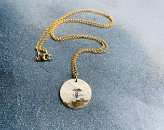 Medical Alert Large Round Charm Necklace, Medical Alert Necklace, Medical ID Necklace, Gold Medical ID Necklace, Silver Medical ID