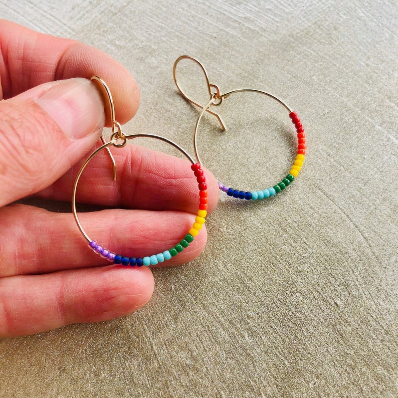 beaded pride earrings