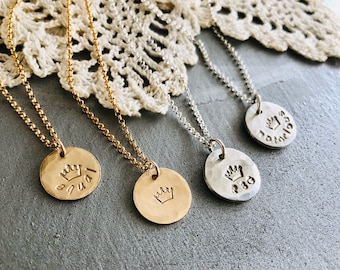 Hand Stamped RBG Necklace: Sterling Silver, Gold Filled, Rose Gold