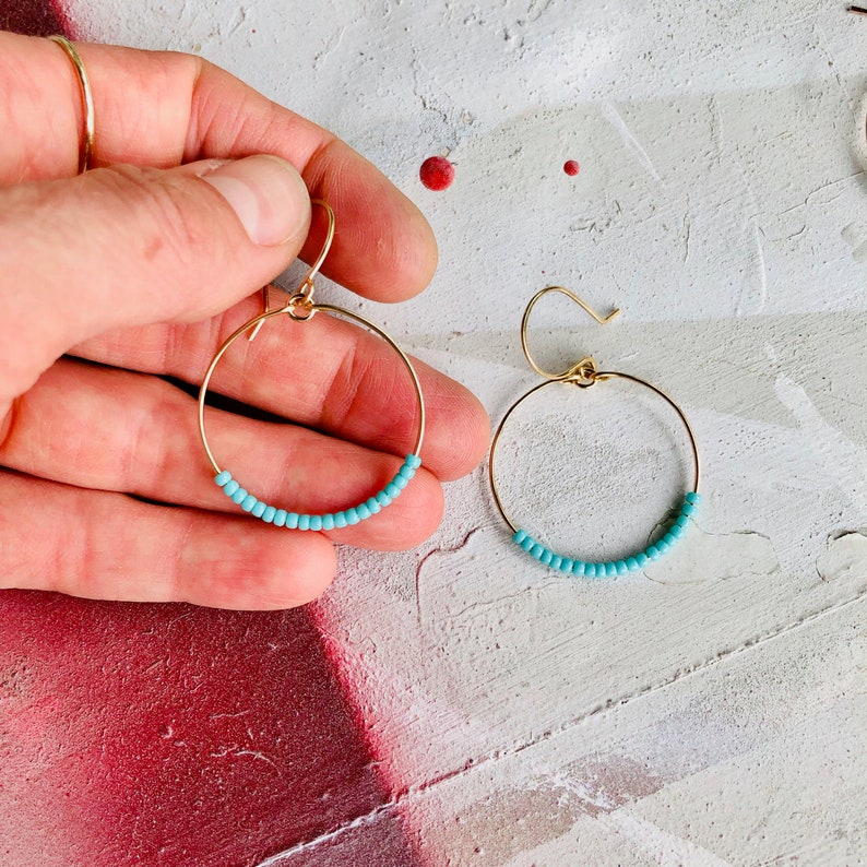 Hoop Earrings Beaded Hoop Earrings Dangle Hoop Earrings Etsy