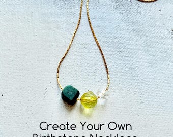 Create Your Own Sliding Gemstone Necklace, Energy Cluster Necklace, Birthstone