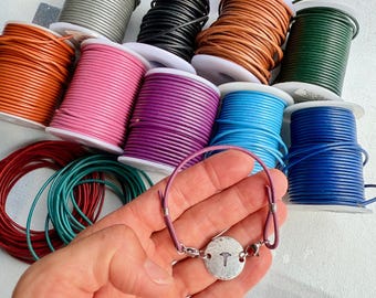 Custom Medical Alert Bracelet: Detachable Stainless Steel Circle Charm, Leather Cord, Color Options